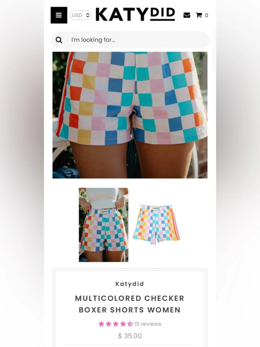Katydid Women’s Checkered Boxer Style Cotton Shorts size M - Picture 2 of 8